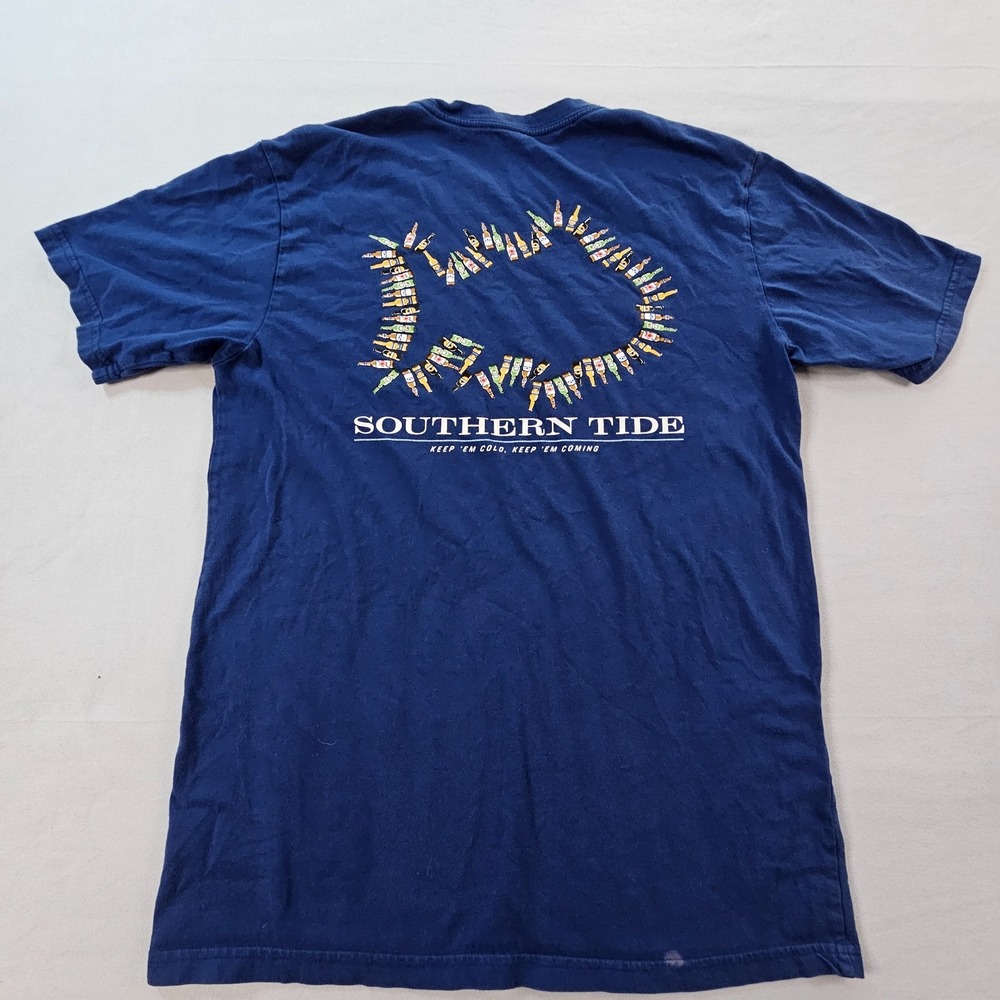 Southern Tide Keep 'Em Cold Keep 'Em Coming Blue Short Sleeve T-Shirt Men's S